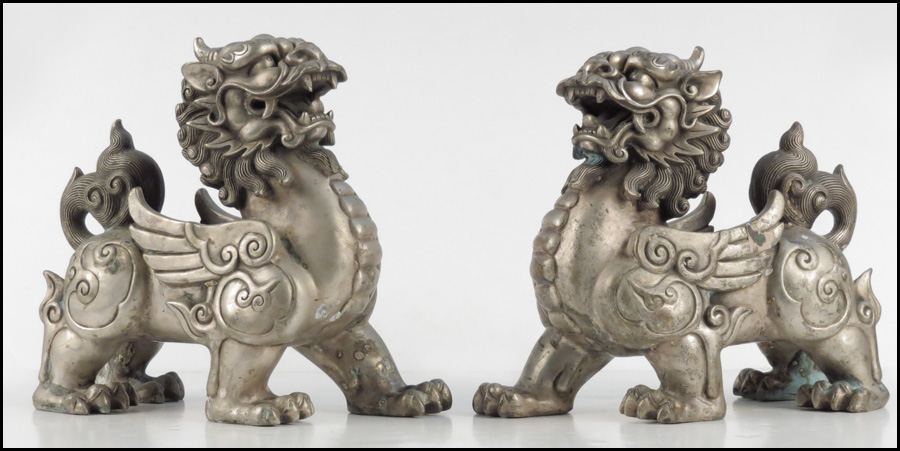 PAIR OF CHINESE METAL FOO DOGS  17841f