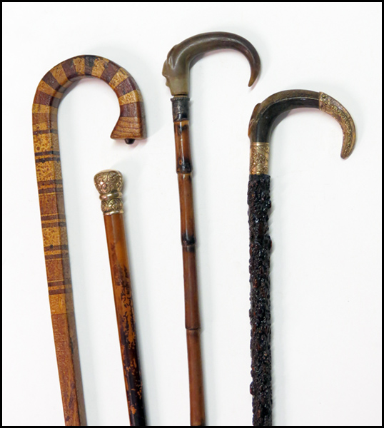 FOUR WALKING STICKS Two with horn 1784f6
