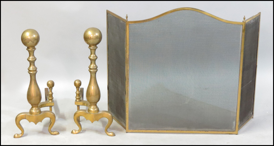 BRASS FIREPLACE SCREEN. Together