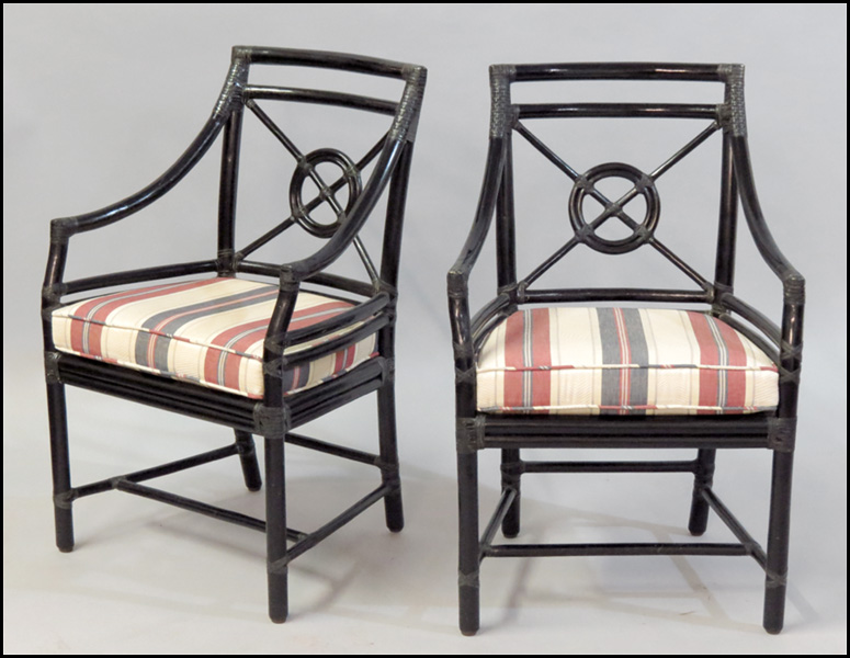 PAIR OF MCGUIRE ARMCHAIRS. Back