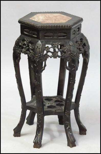CHINESE MARBLE TOP PLANT STAND  17866a