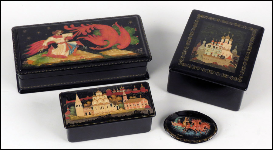 THREE RUSSIAN LACQUERED BOXES  178692