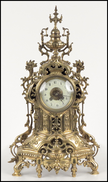 FRENCH GILT METAL MANTLE CLOCK  17868b