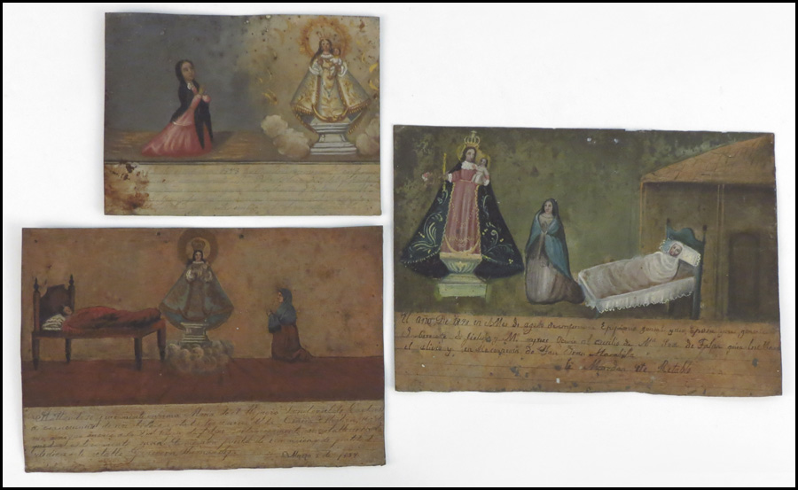 THREE MEXICAN PAINTED TIN EX VOTO  1786a4