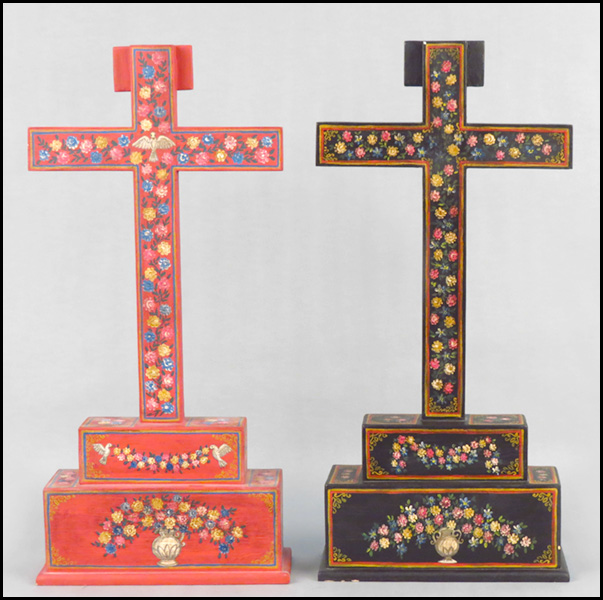 TWO MEXICAN POLYCHROME CRUCIFIX  1786a6