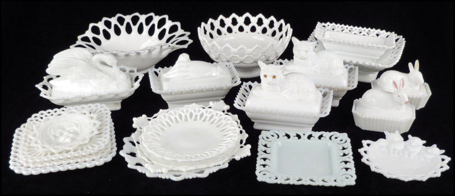 COLLECTION OF MILK GLASS. Comprised