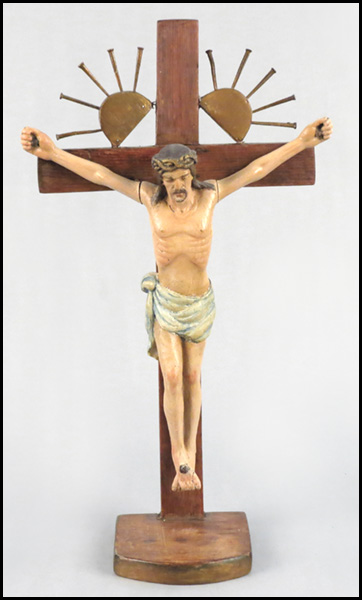 POLYCHROME DECORATED FIGURE OF CRUCIFIED