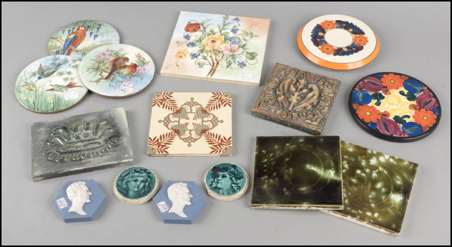GROUP OF TILES AND TRIVETS. Comprised
