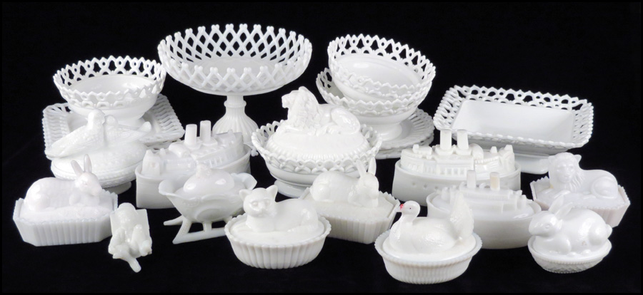 COLLECTION OF MILK GLASS. Comprised