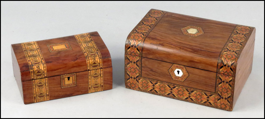 TWO TURNBRIDGE WARE STYLE INLAID