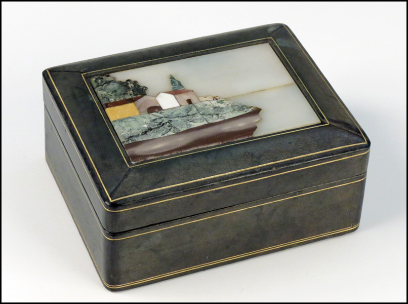 ITALIAN EMBOSSED LEATHER BOX. With