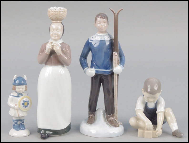 THREE BING & GRONDAHL PORCELAIN FIGURES.