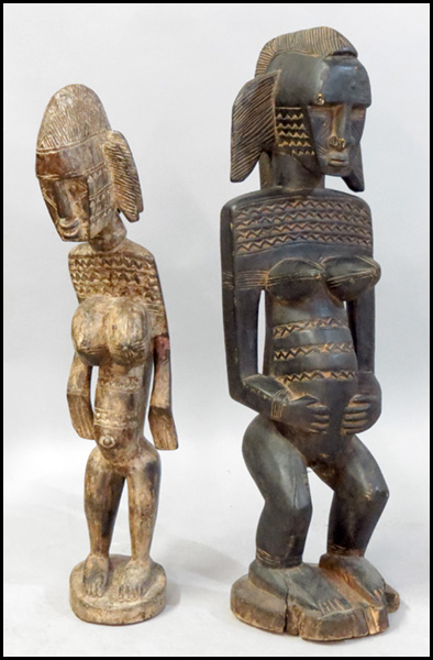 TWO AFRICAN CARVED WOOD FERTILITY