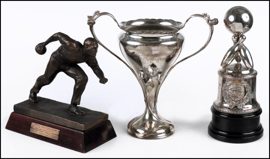 TWO SILVERPLATE BOWLING TROPHIES.