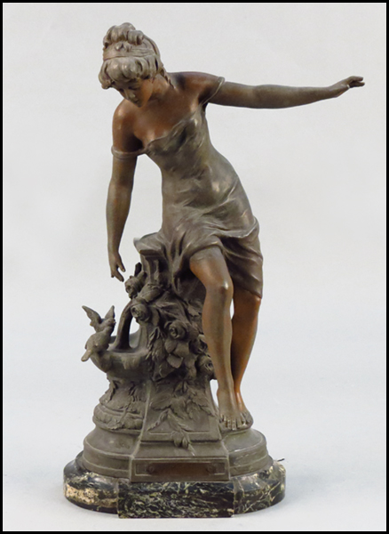 PATINATED METAL FIGURE OF A MAIDEN AFTER