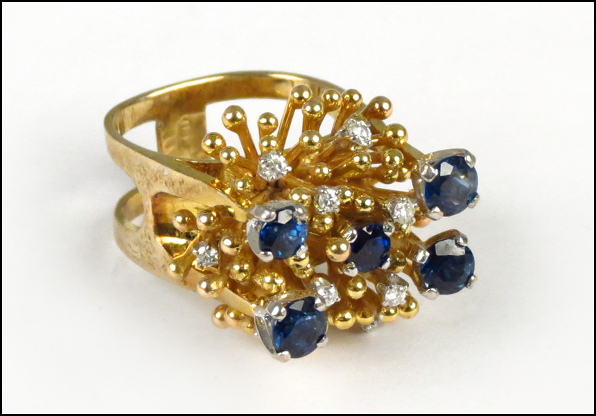 SAPPHIRE DIAMOND AND 18 KARAT YELLOW