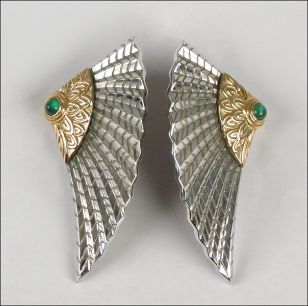 PAIR OF ERTE NILE EARRINGS. Clip/post