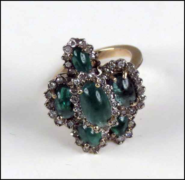 CABOCHON EMERALD AND DIAMOND COCKTAIL 1788a2