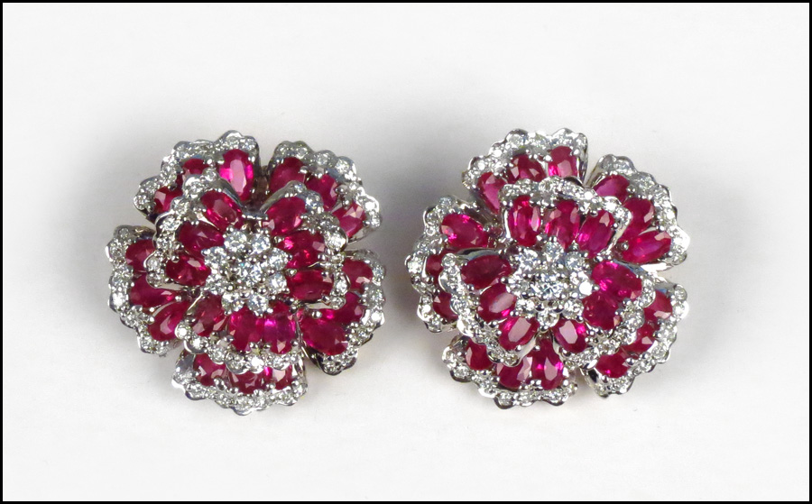 PAIR OF RUBY DIAMOND AND 18 KARAT