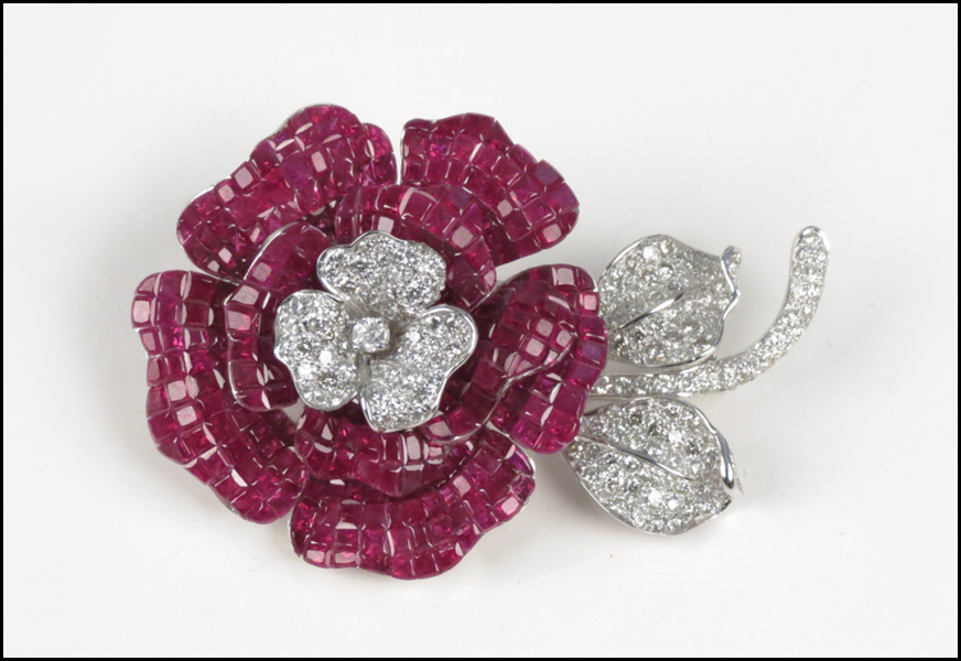 DIAMOND RUBY AND 18 KARAT WHITE 1788e6