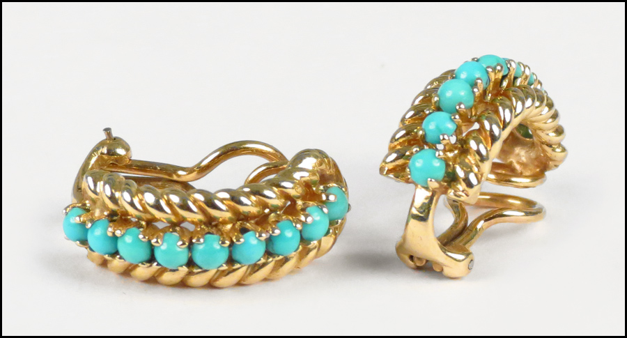 PAIR OF TURQUOISE AND 14 KARAT 1788ea