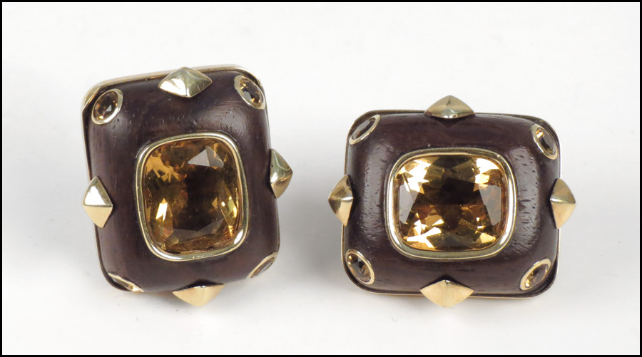 PAIR OF TRIANON CITRINE WOOD AND 1788f2