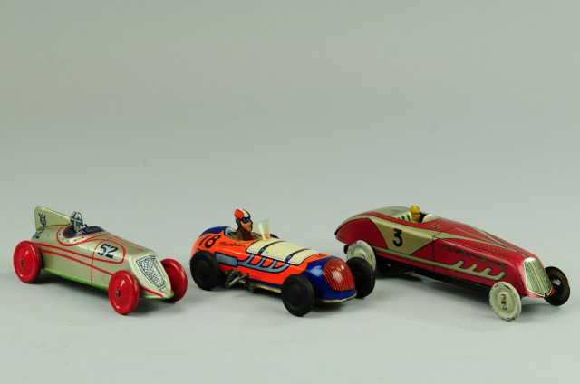 LOT OF THREE TIN LITHO RACERS Assorted