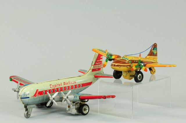 TWO TIN JET PLANES Japan lithographed