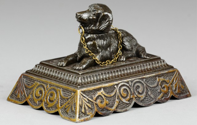 DOG FIGURAL CIGAR LIGHTER AND BALL