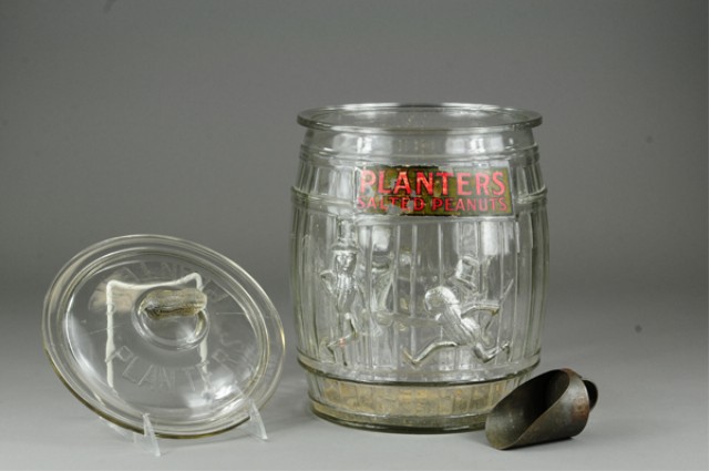 PLANTERS PEANUT JAR Glass peanut 178e08
