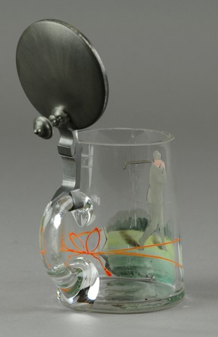 GLASS STEIN WITH GOLFER THEME Hand crafted