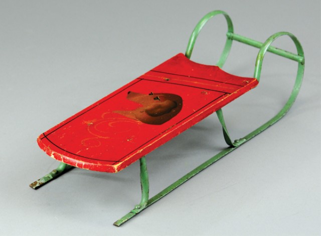 MINIATURE PAINTED SLED Wood body