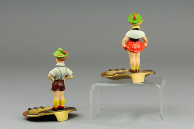 PAIR OF AUSTRIAN FIGURAL SOUVENIR ASHTRAYS