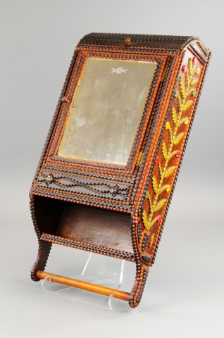 TRAMP ART MIRROR CABINET c 1900 178f29