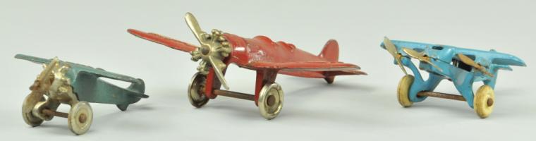 LOT OF THREE TOY AIRPLANES Cast iron