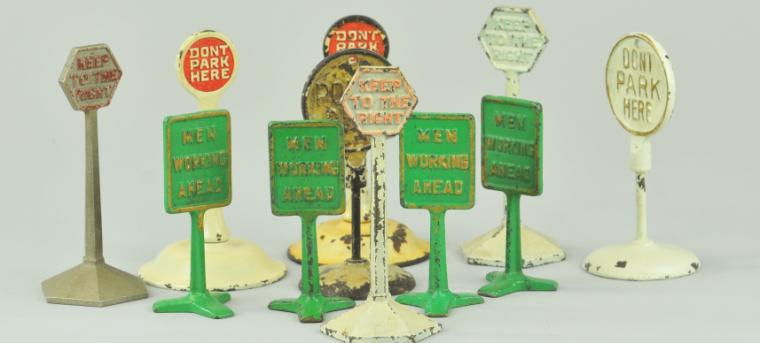 GROUPING OF CAST IRON ROAD SIGNS Assorted