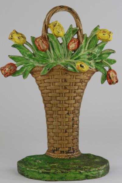 TULIPS IN BASKET DOORSTOP Hubley