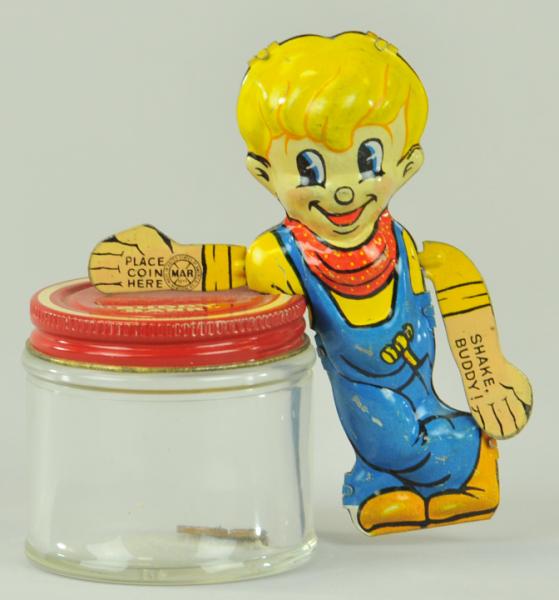 BUDDY STILL BANK Lithographed tin Buddy