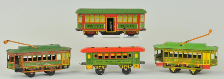 TIN TOY TROLLEY GROUPING Lithographed 17ab59