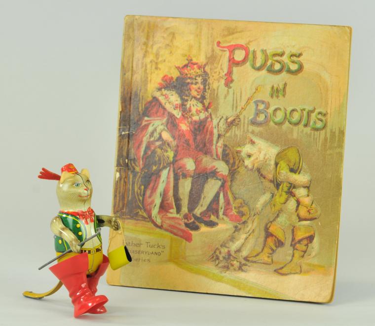 PUSS IN BOOTS TOY & BOOK Includes tin