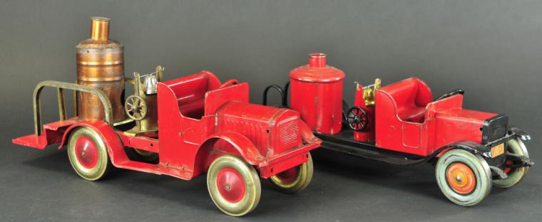 TWO FIRE TRUCKS Light pressed steel