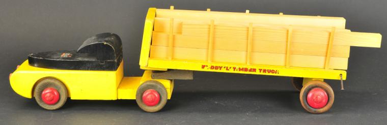 BUDDY L WOODEN LUMBER TRACTOR TRAILER