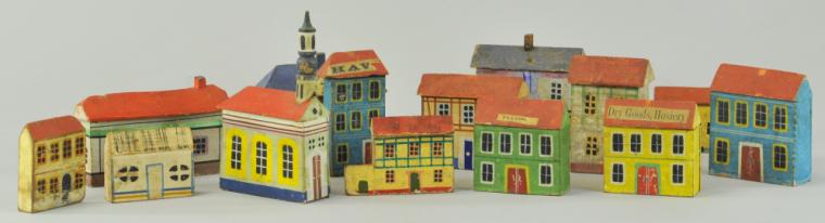 SMALL WOODEN VILLAGES Hand painted assorted