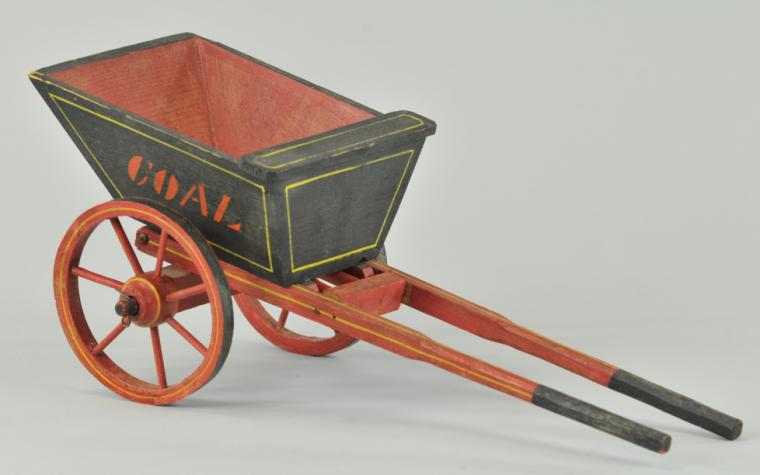 WOODEN COAL WAGON Early black painted 17acab