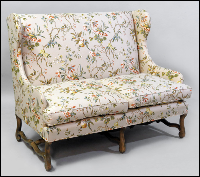 TROUVAILLES UPHOLSTERED SETTEE.