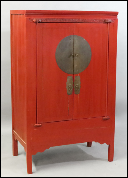 CHINESE CARVED AND PAINTED CABINET.