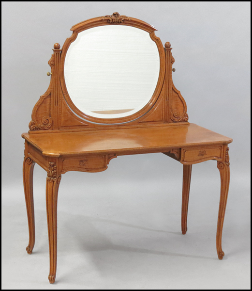 CARVED MAPLE VANITY. H: 57'' W: