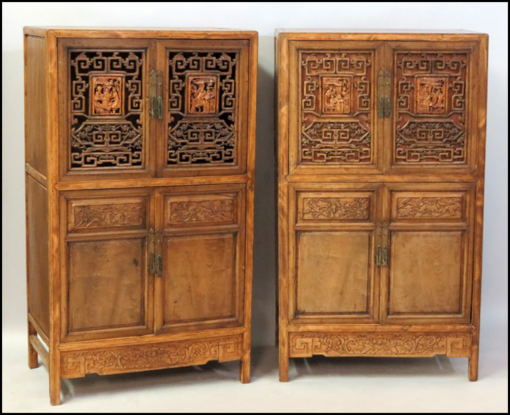 PAIR OF CHINESE ELMWOOD CABINETS.