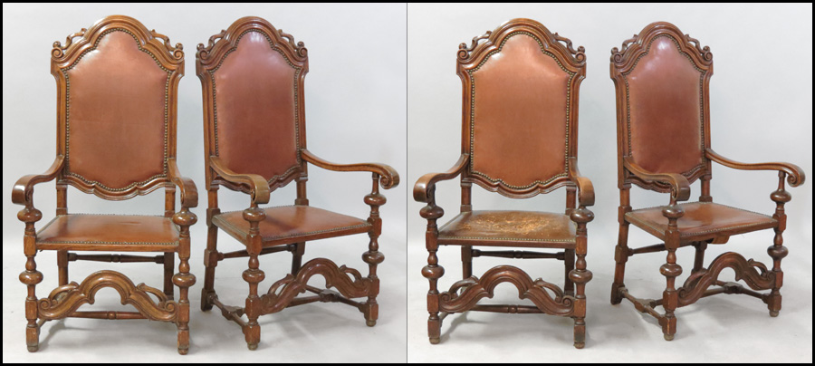 SET OF FOUR JACOBEAN STYLE CARVED