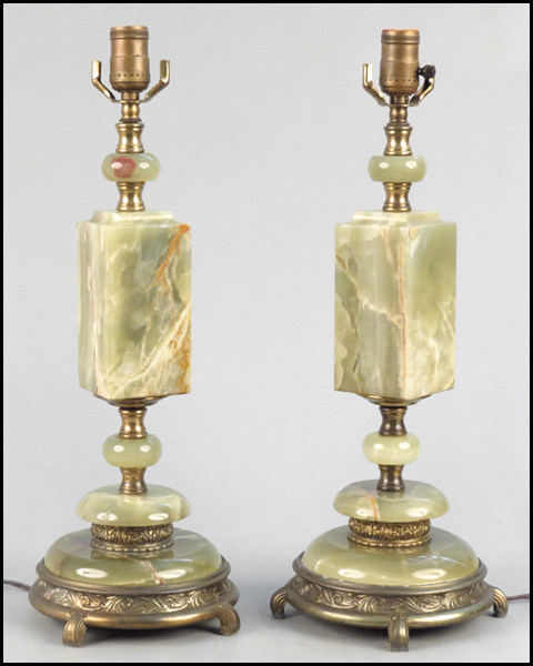 PAIR OF GREEN ONYX TABLE LAMPS  17ae79